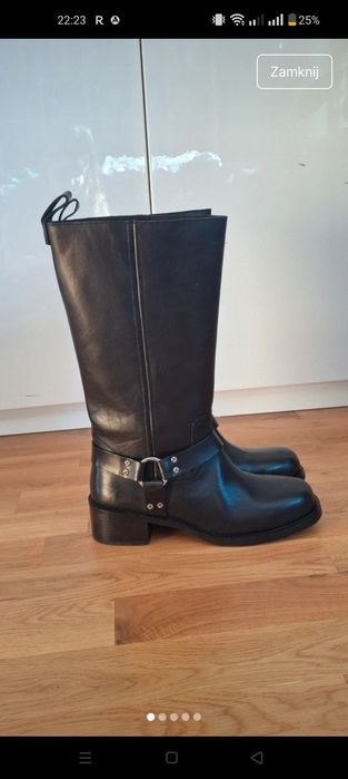 Czarne skórzane kozaki Amanda Premium Saway 41