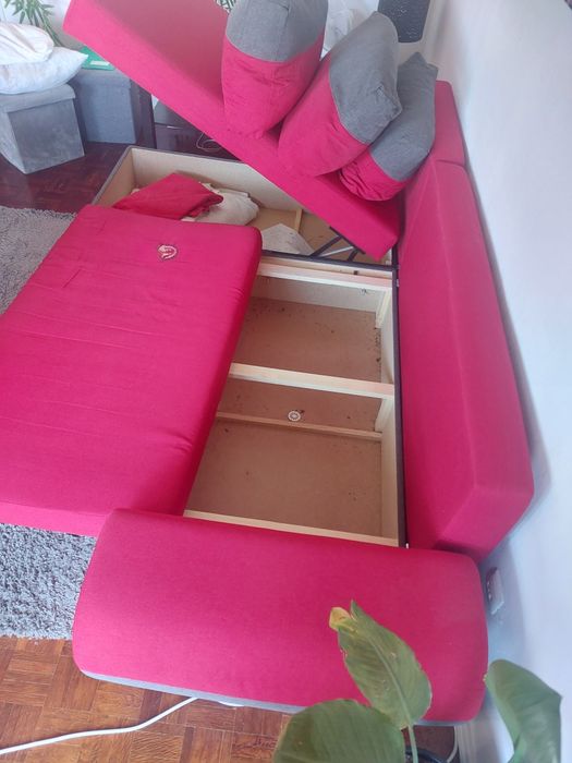 Sofá cama com chaise longue reversível
