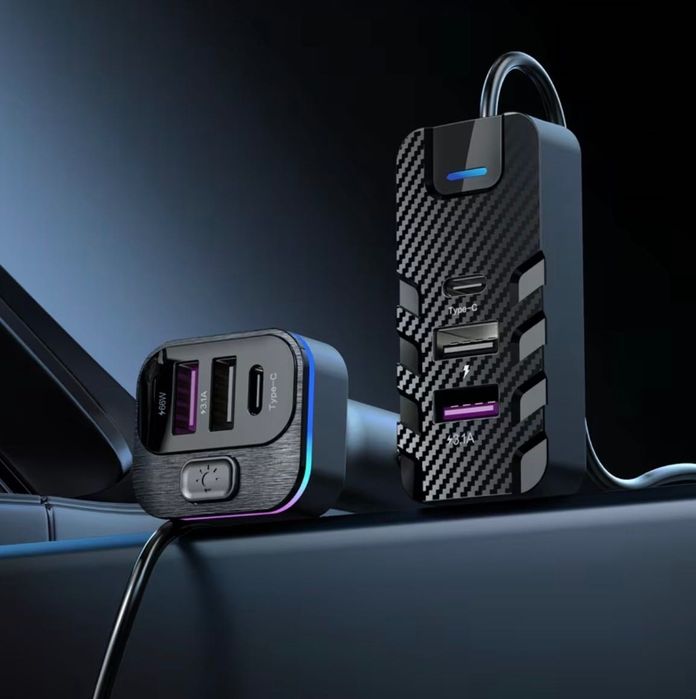 Автозарядка з 6портами/Швидка зарядка 81W/Для передніх і задніх сидінь