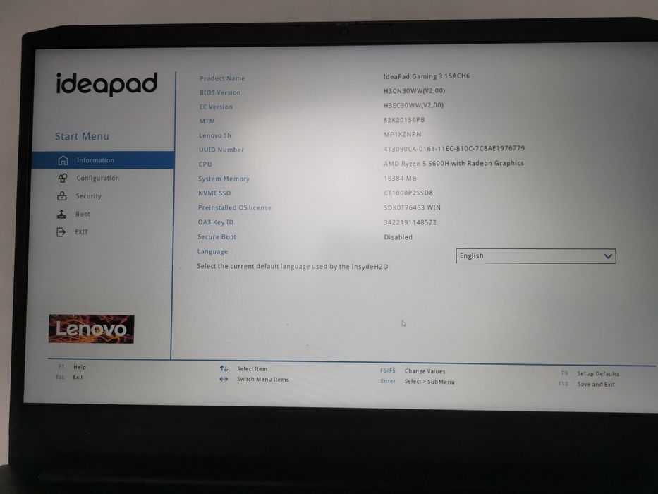 Laptop Lenovo IdeaPad Gaming 3 15AC DPD H6 15,6 1TB 16 GB RAM 120 Hz