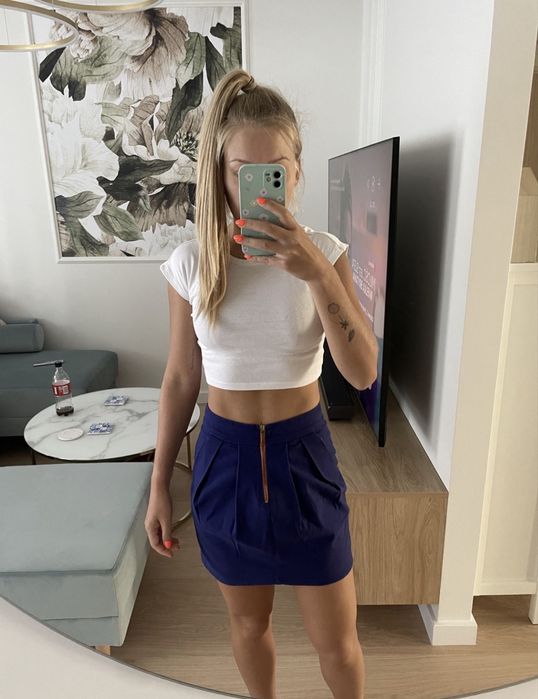Kobaltowa spódniczka mini Zara XS