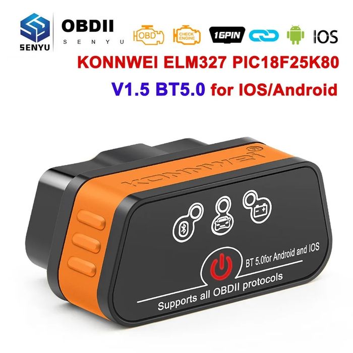 Interface de diagnóstico automóvel OBD2 Elm327 konnwei kw901 NOVO