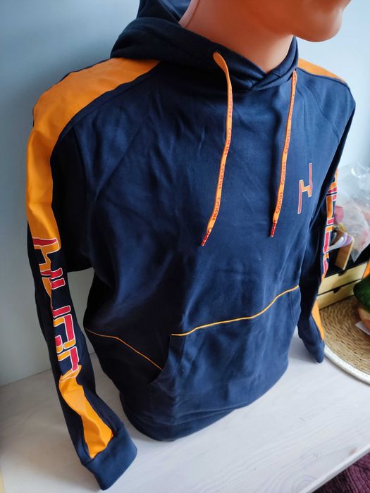 Bluza z kapturem Hugo Boss granatowo pomarańczowa