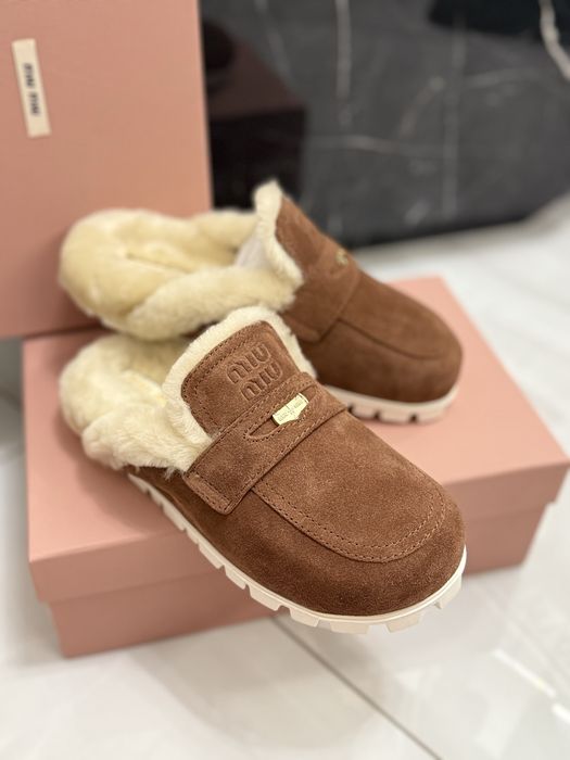 Klapki Miu Miu Brown Suede