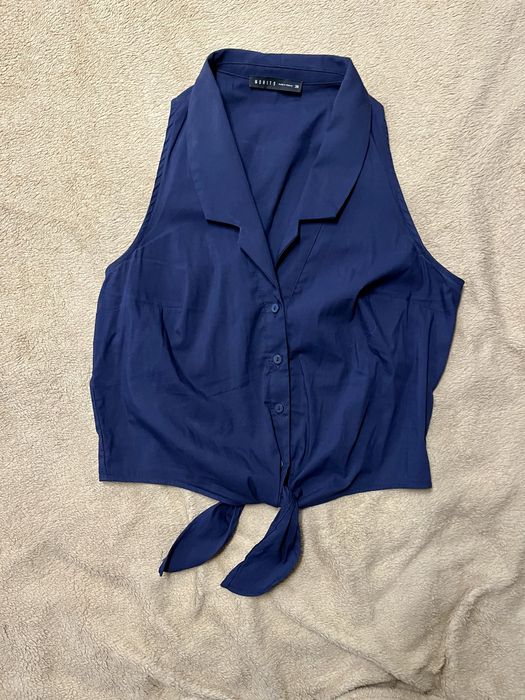 Granatowa koszula bez rekawow