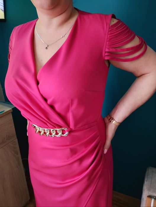 Sukienka maxi fuksja na wesele M