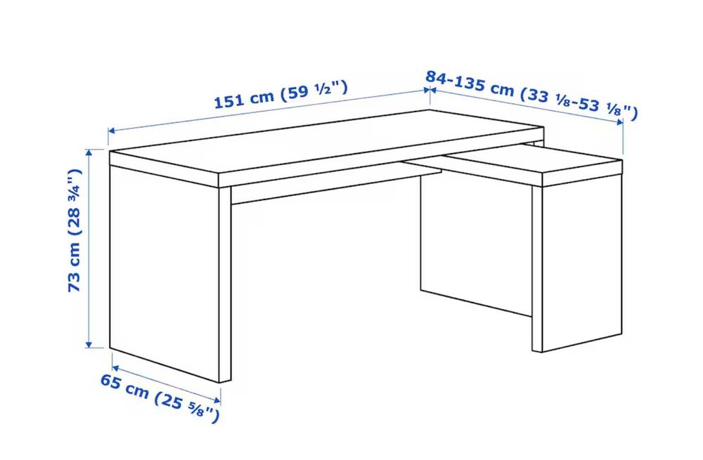 MALM Secretária c/painel extraível - em Bom Estado