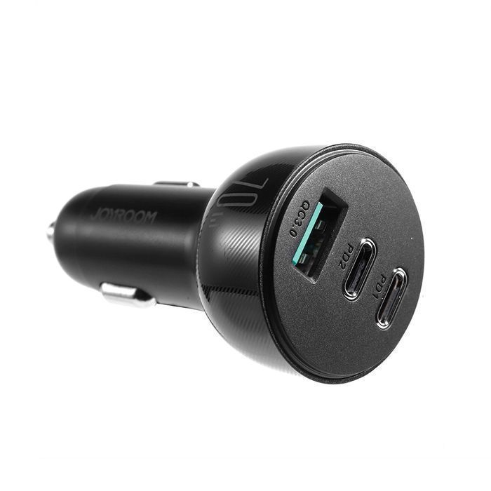 Joyroom ładowarka samochodowa 70W z 3 portami: USB A, 2x USB C czarna