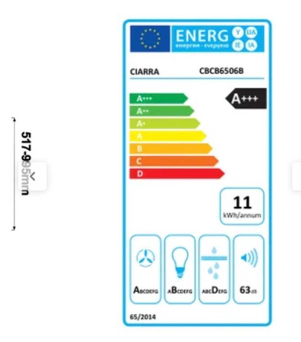 Exauxtor de Parede de 60 cm e com classe energética A+++ novo