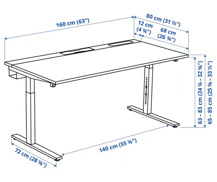 Biurko IKEA 160x80 Mittzon, nowe