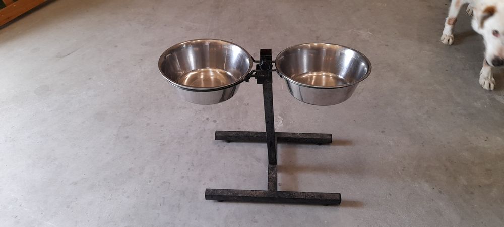 Comedouro duplo inox regulável