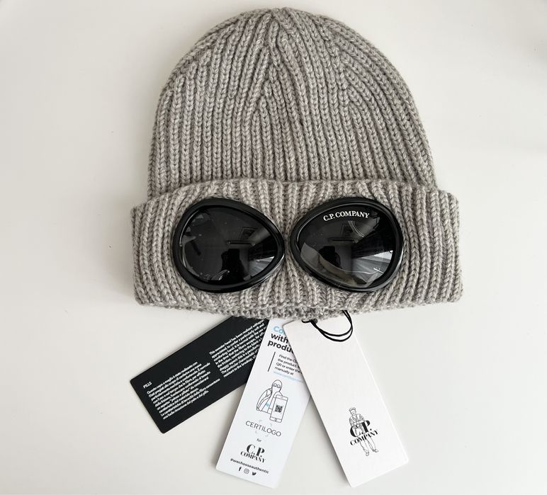 Шапка CP Company натуральная шерсть серая,шапка Сипи компани