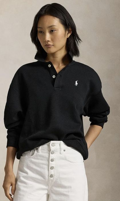 Теплий світшот поло з логотипом на флісі