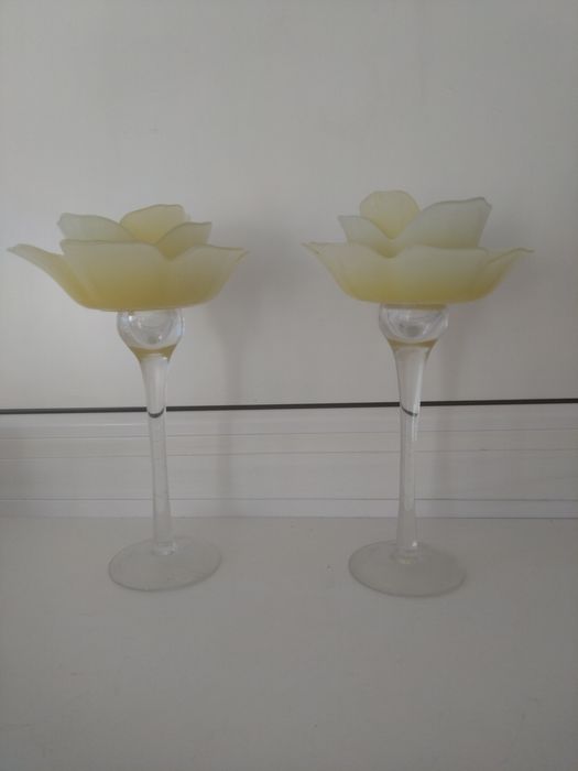 Świeczniki róża szklane 2 sztuki