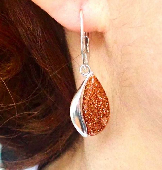 Komplet srebrnej biżuterii. Próba 925. Kamień piasek pustyni KJS010pp