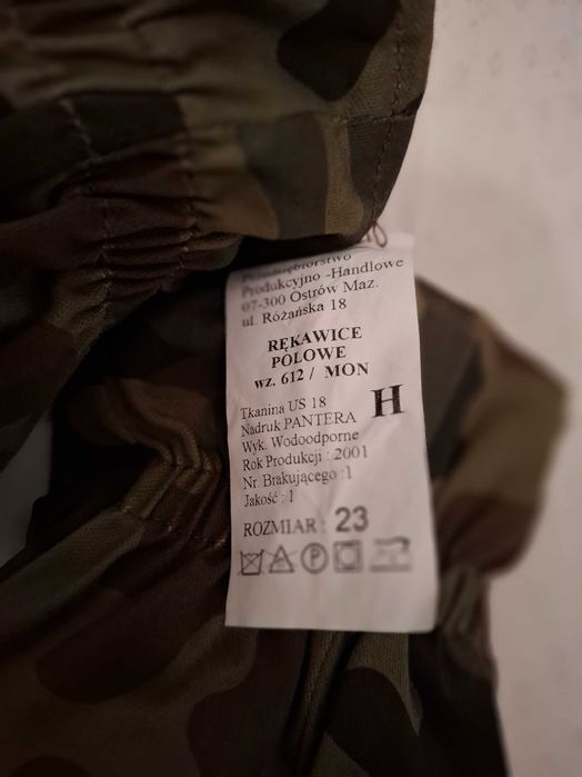 Wojskowe rękawice polowe zimowe wz. 612/MON rozmiar 23 pięciopalcowe.