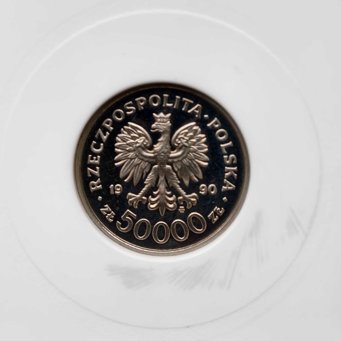 Solidarność - 1990 rok - 50000 zł - nikiel - moneta próbna - PR70