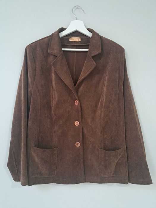 żakiet damski brązowy ze sztruksu rozmiar 50