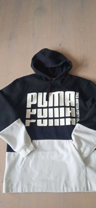 Bluza Puma prosta z kapturem czarno-biała rozm.M-jak nowa