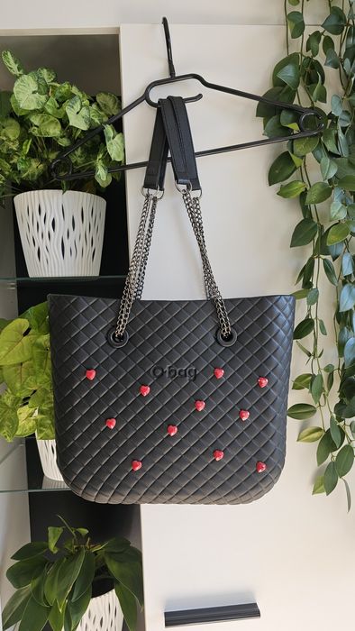 Obag mini pikowana torba torebka o bag mini pik czarna bordo