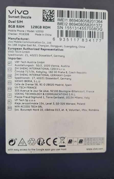 Vivo v21 5G 8GB RAM 128GB