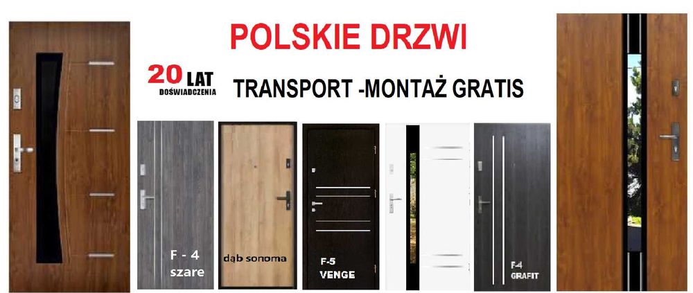 WEWNĄTRZKLATKOWE drzwi wejściowe do BLOKÓW z Montażem- zewnętrzne