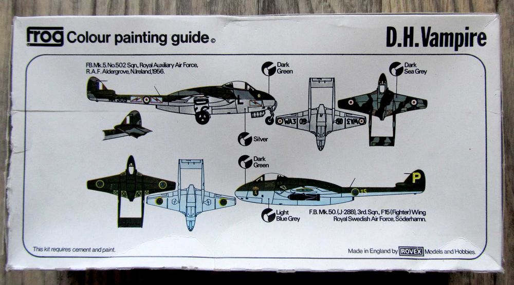 Vampire F.B.MK.5/50, 1:72, Frog, vintage, UNIKAT