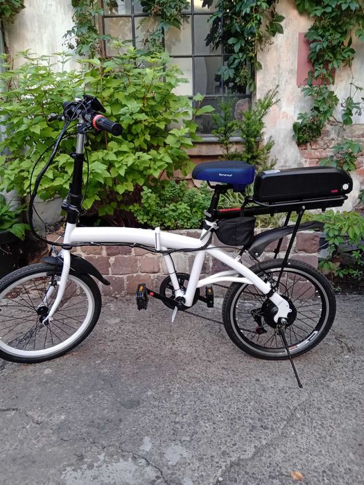 Rower elektryczny, składak biały 20 cali 17,4Ah/250w