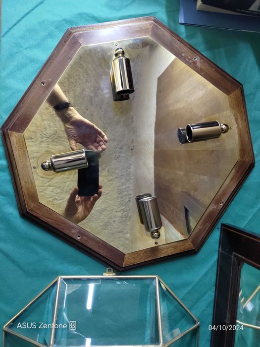 Candeeiro teto plafonnier vintage em madeira latão cristal bom estado