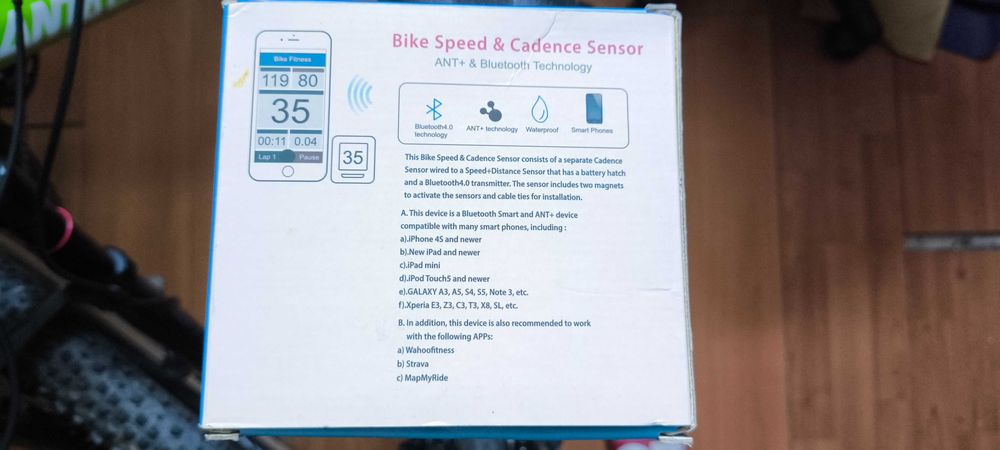 Sensor de cadência e velocidade Coospo ANT+ e Blutooth