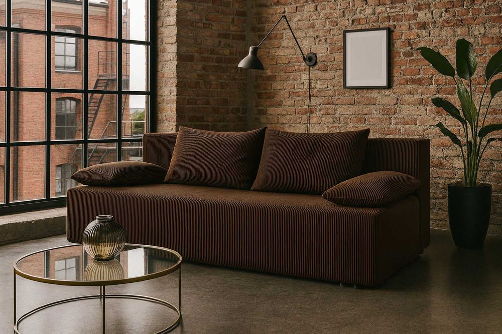 Kanapa sofa  z funkcją spania w tkaninie sztruks za 699 zł MEGA OKAZJA