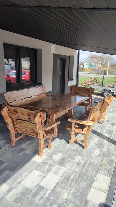 Meble ogrodowe stół ławki krzesła dla 10-12 osób altana parasol ogród