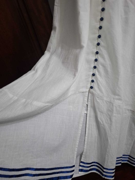 Vestido branco comprido fresco M novo - algodão com linho