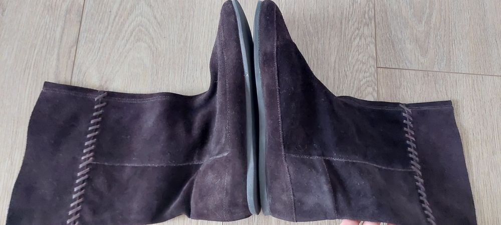 Kangol r.38 brązowe zamszowe kozaki do połowy łydki