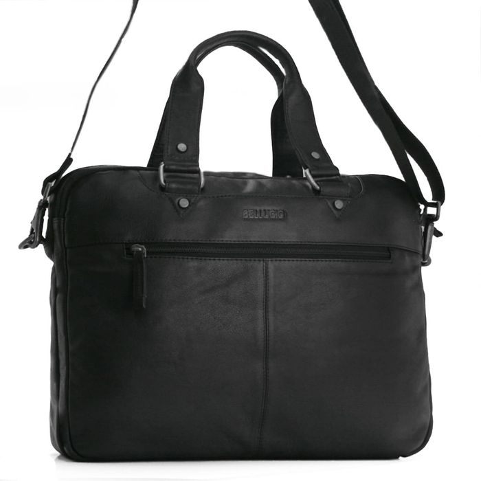 Torba męska skórzana na laptopa - czarna