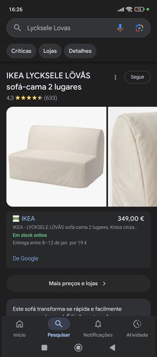 Sofá -cama Lycksele Lovas do IKEA