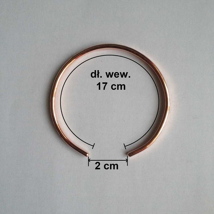 Bransoletka Miedziana Rękodzieło – dł. wew. 17cm, szer. 4mm