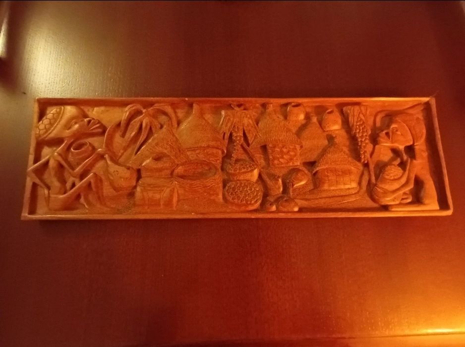 Escultura plana madeira maciça _ arte africana