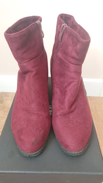Botki nie ocieplane bordowe zamsz 36
