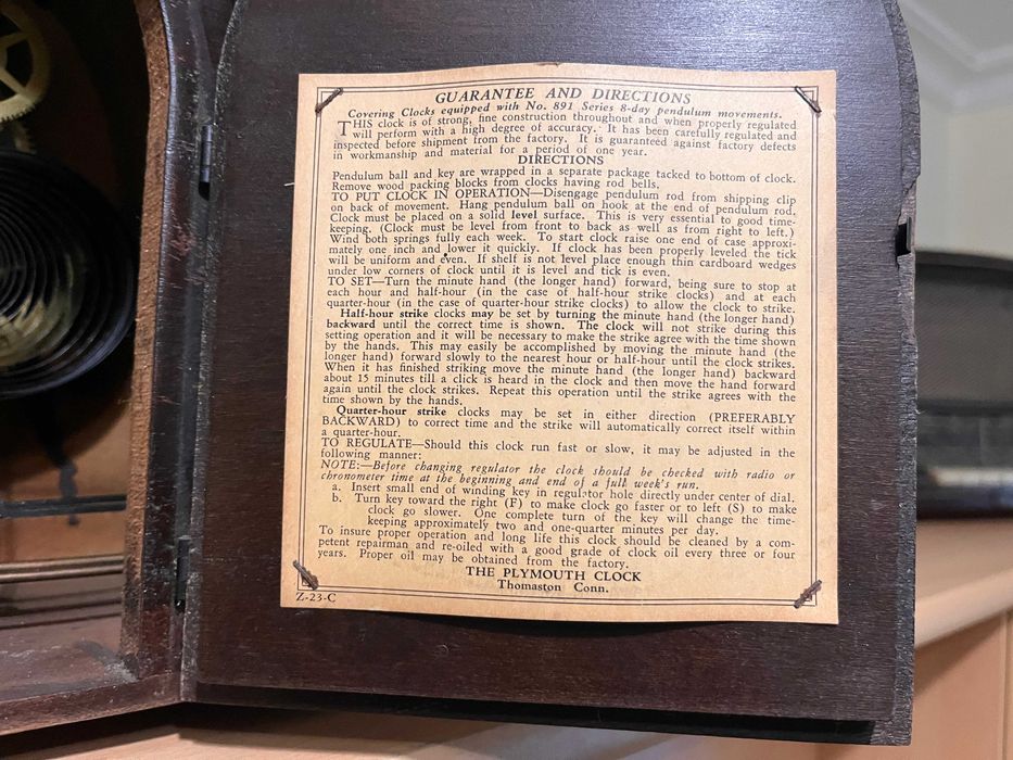 Relógio de pêndulo Plymouth