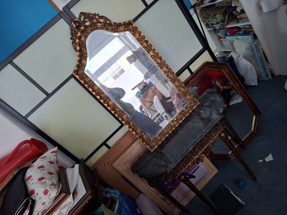 Conjunto credencia mármore e espelho