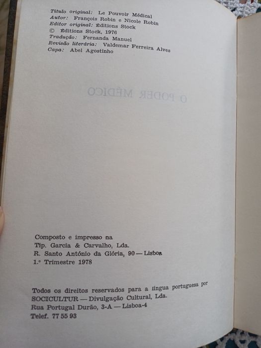 Coleção RARA 1977 Medicina Sociologia Portugal Livros Antigos + Recibo Original