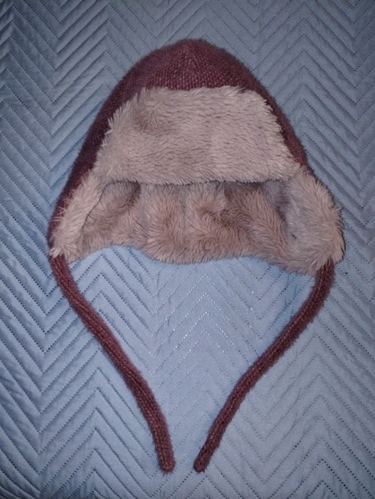 Ciepła wiązana czapka zimowa Pilotka 12-18 miesięcy