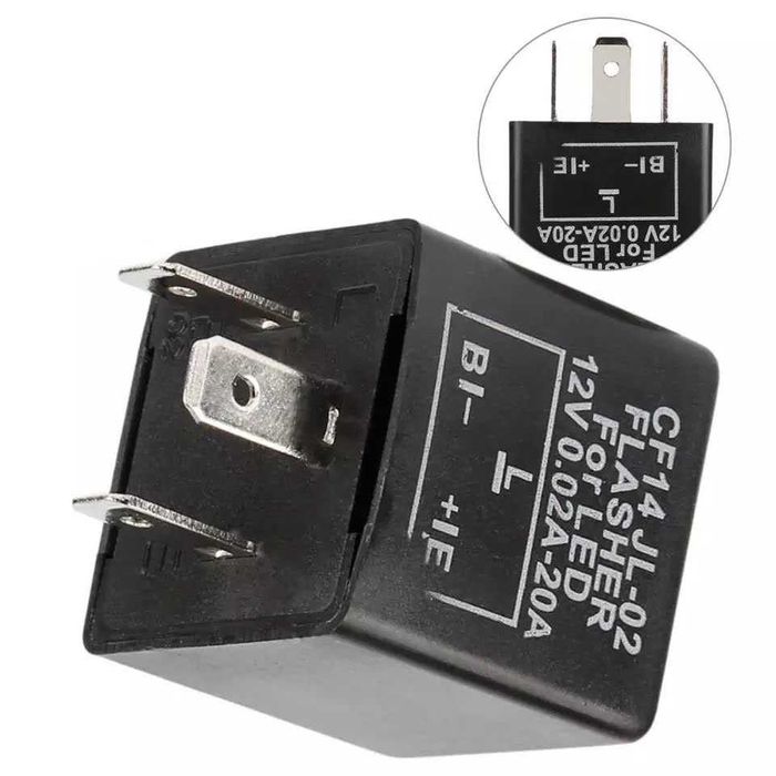 Relé de piscas 3 pinos 12V universal - LED e lâmpadas convencionais