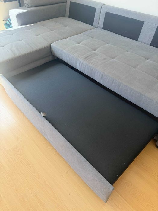 Sofá-cama 3 lugares com chaise longue