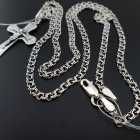 Срібна цепочка з хрестиком чоловіча 925 проби на шию ланцюжок Бісмарк