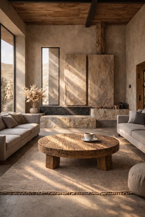 Rustykalny stolik kawowy z XIX-wiecznego dębu chorwackiego Ø100 cm