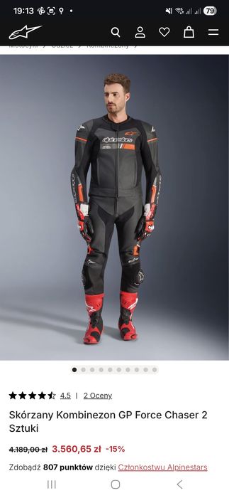Sprzedam kombinezon marki Alpinestars model Force Chaser 2 PC 
Rozmiar