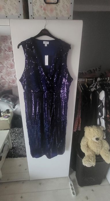 Cekinowa sukienka midii 52-54, Sylwester,  święta inne imprezy,  Coast