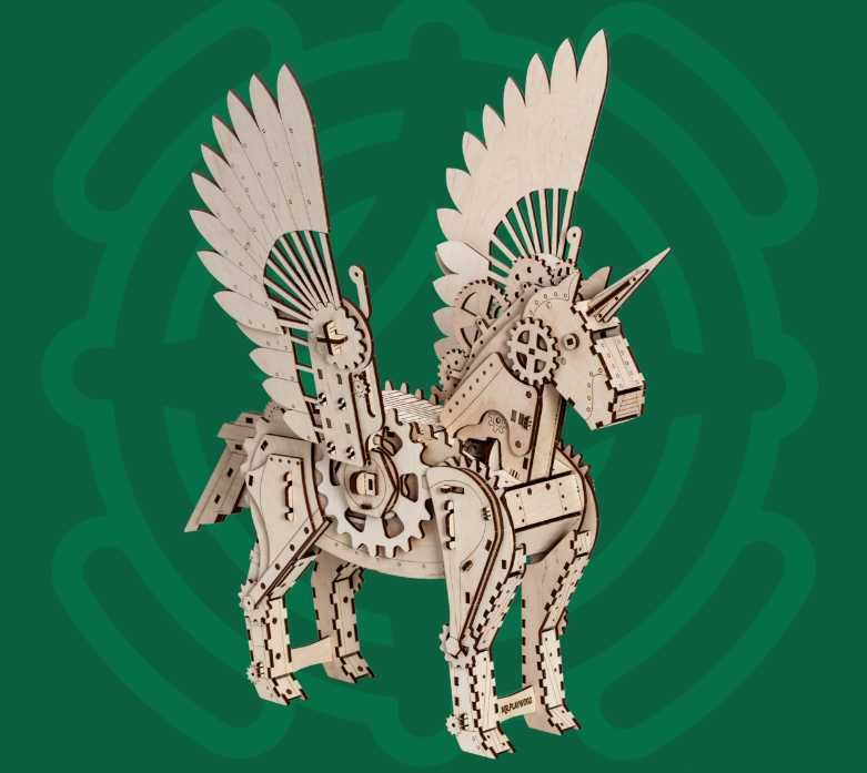 Дерев'яний конструктор "Mechanical Unicorn", 140 ел. Mr.Playwood